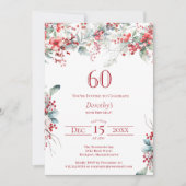 ウィンターエレガントベリーボタニカル60誕生日 招待状 (正面)
