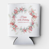 ウィンターエレガントベリーボタニカル60誕生日 缶クーラー (正面)