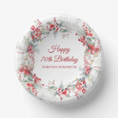 ウィンターエレガントベリーボタニカル70誕生日 ペーパーボウル (正面)