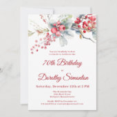 ウィンターエレガントベリーボタニカル70誕生日 招待状 (正面)