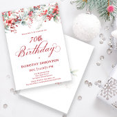 ウィンターエレガントベリーボタニカル70誕生日 招待状