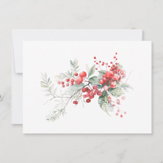 ウィンターエレガントベリーボタニカル70th誕生日フラット サンキューカード (裏面)