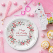 ウィンターエレガントベリーボタニカル80誕生日 ペーパープレート (パーティー)