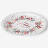 ウィンターエレガントベリーボタニカル80誕生日 ペーパープレート (アングル)