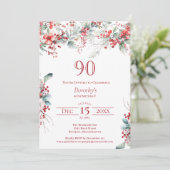 ウィンターエレガントベリーボタニカル90誕生日 招待状 (スタンド正面)