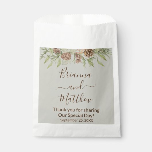 ウィンターエレガントベージュ結婚式の引き出物バッグ フェイバーバッグ (正面)