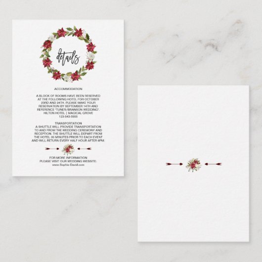 ウィンターエレガントホリデーポインセテ結婚ィアの詳細 エンクロージャーカード (正面/裏面)