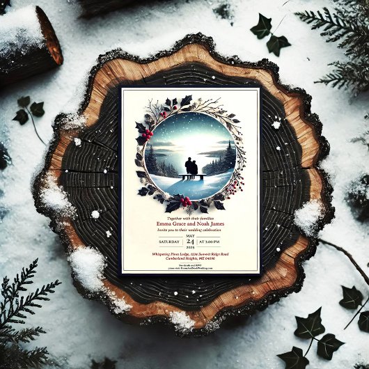 ウィンターエレガントロマンス結婚式招待状 招待状