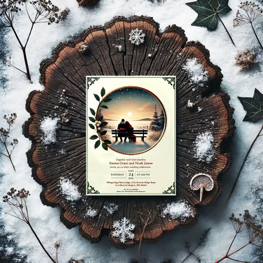 ウィンターエレガントロマンス結婚式招待状 招待状