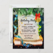 ウィンターエレガントワンダーランドホリデーパーティー招待状 シーズンポストカード (正面/裏面)