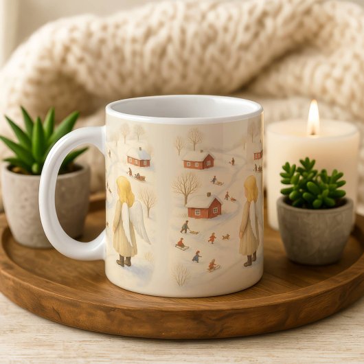 ウィンターエンジェルマグ クリスマスビレッジギフト コーヒーマグカップ