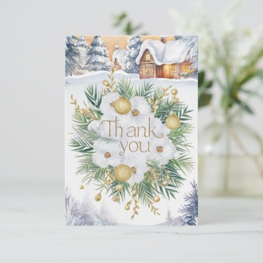 ウィンターエンチャントかわいらしハッピーホリデー サンキューカード (スタンド正面)