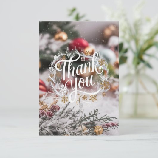 ウィンターエンチャントシンプルドハッピーホリデー サンキューカード (スタンド正面)