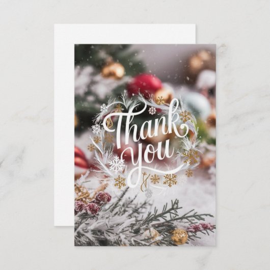 ウィンターエンチャントシンプルドハッピーホリデー サンキューカード (正面/裏面)