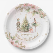 ウィンターオお洒落ネダーランドパステルピンクの誕生日 ペーパープレート (正面)