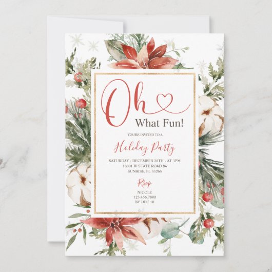 ウィンターオウズおもしろいクリスマスフローラホリデーパーティー 招待状 (正面)
