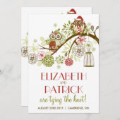 ウィンターオウルズフローラホリデー結婚式招待状 招待状 (正面/裏面)