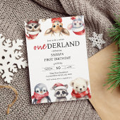 ウィンターオネアーランド1stバースデー  動物たち 招待状