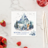 ウィンターオネダーラお洒落ンドウッドランド1歳の誕生日 スタンダードカクテルナプキン (インサイチュ)