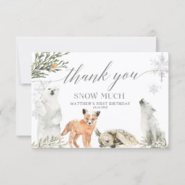 ウィンターオネダーランドウッドランドアニマルズ誕生日 サンキューカード