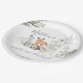 ウィンターオネダーランドウッドランドアニマル誕生日 ペーパープレート (アングル)