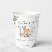 ウィンターオネダーランドウッドランドアニマル誕生日 紙コップ (裏面)