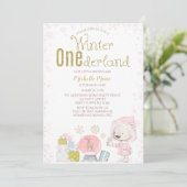 ウィンターオネダーランドウッドランド1歳の誕生日 招待状 (スタンド正面)