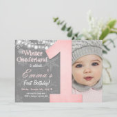 ウィンターオネダーランドガールグレースノーフレーク誕生日 招待状 (スタンド正面)