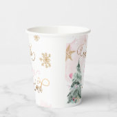 ウィンターオネダーランドガールピンク金ゴールド1st誕生日 紙コップ (左)