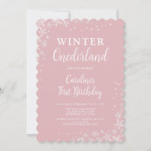 ウィンターオネダーランドガールファースト誕生日招待状 招待状 (正面)