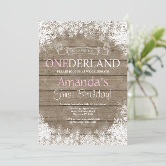 ウィンターオネダーランドガール1st誕生日招待状 招待状 (スタンド正面)