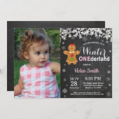 ウィンターオネダーランドガール1st誕生日招待状 招待状 (正面/裏面)