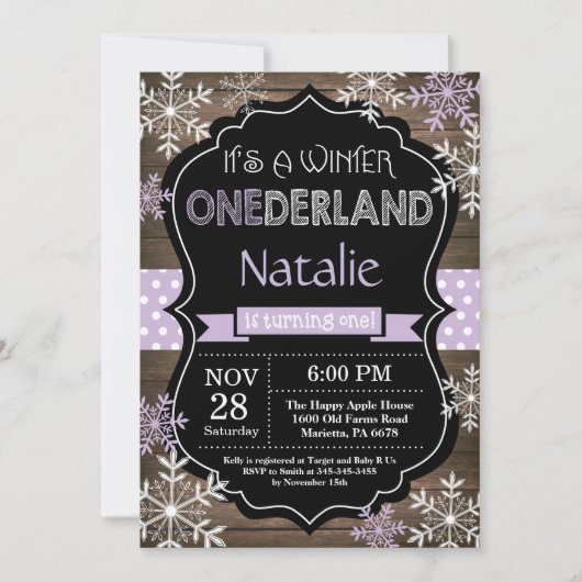 ウィンターオネダーランドガール1st誕生日招待状 招待状 (正面)