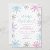 ウィンターオネダーランドガール1st誕生日 招待状 (正面)