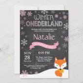 ウィンターオネダーランドキツネ1st誕生日招待状 招待状 (正面)