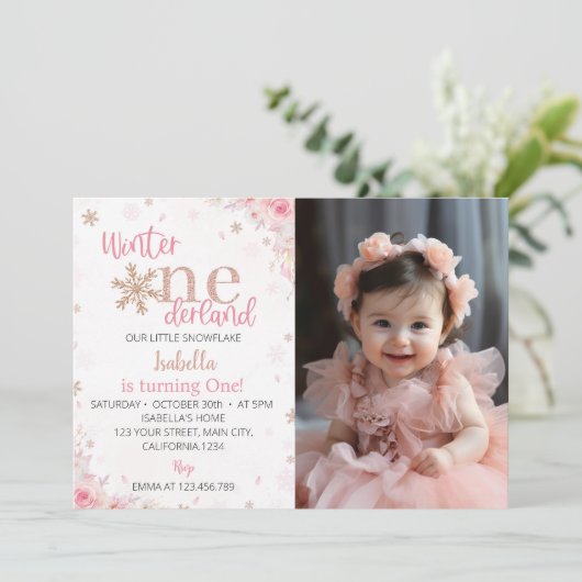 ウィンターオネダーランドクリストマスト誕生日招待状 招待状 (スタンド正面)