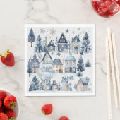 ウィンターオネダーランドクリスマスハウスズ誕生日 スタンダードランチョンナプキン (インサイチュ)