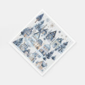 ウィンターオネダーランドクリスマスハウスズ誕生日 スタンダードランチョンナプキン (角)