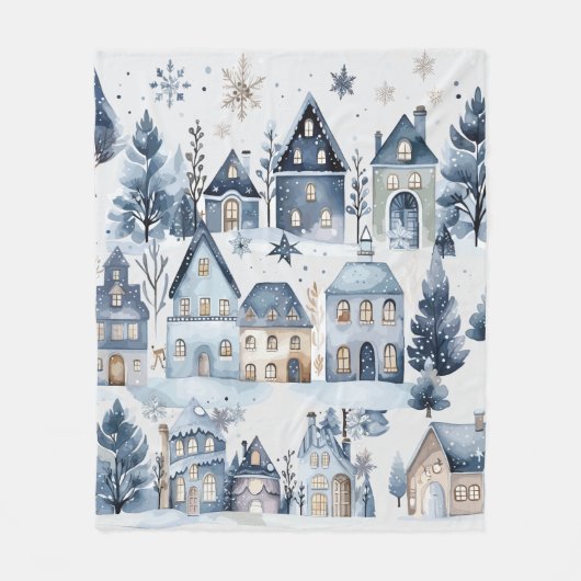 ウィンターオネダーランドクリスマスハウスズ誕生日 フリースブランケット (正面)