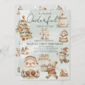 ウィンターオネダーランドクリスマスハウスズ誕生日 招待状 (正面/裏面)