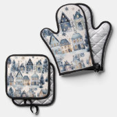 ウィンターオネダーランドクリスマスハウスズ誕生日 鍋つかみ&鍋敷きセット (正面/裏面)