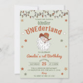 ウィンターオネダーランドサンタクリスマスファースト誕生日 招待状 (正面)