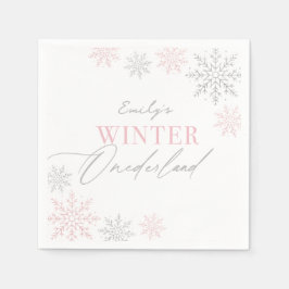 ウィンターオネダーランドシルバーピンクグリッター1歳 スタンダードカクテルナプキン