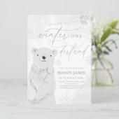 ウィンターオネダーランドシルバーポーラーベア誕生日 招待状 (スタンド正面)