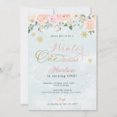 ウィンターオネダーランドスノーフレーク誕生日招待状 案内状 (正面)