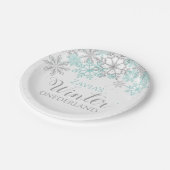 ウィンターオネダーランドティール（緑がかった色）シルバーファースト誕生日プレート ペーパープレート (アングル)