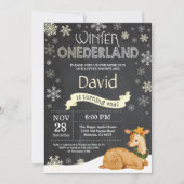 ウィンターオネダーランドディアファースト誕生日招待状 招待状 (正面)
