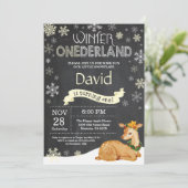 ウィンターオネダーランドディアファースト誕生日招待状 招待状 (スタンド正面)