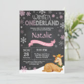 ウィンターオネダーランドディアファースト誕生日招待状 招待状 (スタンド正面)