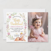 ウィンターオネダーランドトインデア誕生日招待状 招待状 (正面)